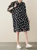 Basic Casual Dresses Oversized Summer Cotton Linen Polka Dot Woman Shirt Dress Big Size Korea Loose Mini Blouse 230715