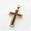 Charms Delicate Jewelry Wholesale Anti Fading Gold Plated Copper Multi CZ Setting Cross Pendant For DIY Women Necklace