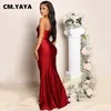 수영복 cmyaya 여자 1 개의 어깨 왜곡 목이 허리 바닥 길이 Maxi Long Mermaid Dress 2022 새로운 섹시한 파티 약속 균일 드레스