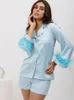 Kobiety z uwbici sutą pióra piżamy dla kobiet 2 -częściowe zestawy SAWALNE DOMOWE DOMOWE DOMOWE DO