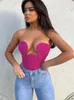 Débardeurs pour femmes Camis Top sans bretelles Noir Tube Top Solide Sans Manches Découpé Épaule Crop Party Club Tenues Sexy Bustier 230715