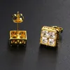 Hip Hop rapper Men Stud Earrings Jewelry Gold Silver foursquare Diamond 8mm square big zircon earrings night club Jewelry accessories 1472