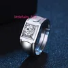 Anneaux de bande de luxe homme bague en diamant 925 Sterling Sliver Plaqué Hommes Moissanite Anneaux Hommes Anneaux De Mariage