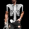 Męskie koszule na zwykłe koszule z nadrukiem 3D szkieletowym guziki dla mężczyzn Kobiety Karnawał Halloweenowy cosplay Krótki długi rękaw Tops Unisex Streetwear Ubrania 230715