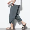 Męskie spodnie Sumn Men Chinese Style Bawełniany lniana harem streetwear oddychający plaż
