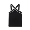 Kvinntankar Camis Traf 2023 Black Knit Tank Top Kvinna utanför axelskördet för kvinnor Backless ärmlös kvinna Streetwear Sexig Summer 230715