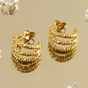 Hoop örhängen klassisk C -formad chunky trippel för kvinnor design mode rostfritt stål guldpläterade smycken 2023