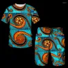 Heren Trainingspakken Heren Sets Afrika Outfits met korte mouwen Oversized trainingspak T-shirt en shorts Pak Vrijetijdskleding 3d Kleurrijk Gedrukt 2-delig