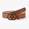 Belts European And American Simple Casual Fashion Solid Color Double Circle Black Buckle Decorative Ladies Belt