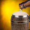 Mokken Houten Stijl Bierpul 450ml Kerstcadeau Simulatie Houten Vat Beker Dubbelwandig Drinken Metaal Geïsoleerd