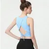 Al Designer T Shirts Summer Sexig ärmlös sport Vest Female Beauty Back Tight Blue Slim snabbtorkande Yoga kläder Kvinnors toppar