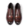 Classic Men's Oxford Dress Shoes Genuine Leather Male Brogue Designer Lace-Up Wingtip Wedding Party Office Formal Shoes for Men