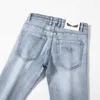 Designer zomerjeans voor heren Lente/Zomer New Bundy Blue Dunne Jeans Licht Luxe Reliëf Casual Veelzijdig Slim Fit Kleine rechte herenjeans