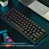 Klavyeler 61 Tuşlar% 60 Mini Oyun Mekanik Klavye RGB Takas Tip-C Kablo Kablosu Klavyeler Ergonomi Klavye PBT Oyun 230715 için