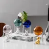 Obiekty dekoracyjne figurki nordyckie domowe salon kreatywny misie okrągły szklany wazon z stojakiem hydroponiczny kwiat nowoczesny dekoracja doniczkowa 230715
