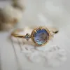 Wedding Rings LAMOON Natural Gemstone Ring For Women Topaz Abalone Shell 925 Sterling Silver Gold Vermeil Fine Jewelry Vintage Bijou Summer 230715