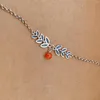 طراز Anklets Style Style 925 Sterling Silver Red Agate Bead Anklet anklet inchnic heat leat leat stair bracle chain jewelry for women