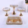 Other Bakeware 4-9pcs Crystal Metal Cake Stand Set Acrylic Mirror Cupcake Decorations Dessert Pedestal Wedding Party Display Tray247h