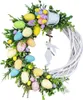 Decorative Flowers Easter Wreath Acrylic Garlands Eggs Chick Happy Decor For Home Welcome Spring Butterfly Door Hanging