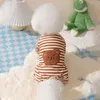 Dog Apparel Pet Striped Jumpsuit Spring Baby Rompers Thicken Lining Clothes Girls Jumpsuits Bear Outfit Designer