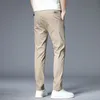Erkek pantolon yaz rahat pantolon erkekler ince streç ince uygun elastik bel pamuk iş klasik Koreli pantolon erkek haki gri 28-38 230715