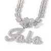Подвесные ожерелья uwin icy Girl Hook Custom Custom Crash Cursive Letter Название ожерелье подвесное подвесное багетки.