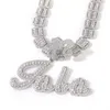 Pendentif Colliers Uwin Icy Girl Crochet Pinceau Personnalisé Lettre Cursive Nom Collier Pendentif Baguettes Chaîne Rose Personnalisé Hiphop Bijoux 230715