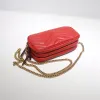 designer di lusso Marmont mini borsa a catena 546581 Borsa a tracolla trapuntata Chevron in pelle rossa nuova
