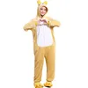 rilakkuma bear onesie 성인 여자 남자 pajama 동물 원피스 전체 두꺼운 부드러운 노란 수면 수트 홀리큐어 휴일 축제 Wear289f