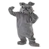 2018 Cool Bulldog Mascot costume Grigio School Animal Team Cheerleading Completo completo Taglia adulto321V