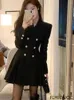 Casual Jurken Ontwerp Koreaanse Stijl High Street Dames Mode Leuke Elegante Kantoor Dame Double Breasted Button Notched Mini Blazer Jurk