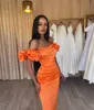 Eleganckie pomarańczowe sukienki na studniówkę bez ramiączki Suknie wieczorowe Place Plecea rękawy Formalne długie specjalne okazja sukienka imprezowa