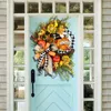 Dekorativa blommor Träskylt Dekorationer Thanksgiving Sunflower Autumn Color Pumpkin Wreath Simulation Plant Door Hangings