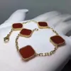 Motiv Fashion Classic 4/Four Leaf Clover Charm Armband Bangle Chain 18K Gold Agate Shell Mor-of-Pearl för Womengirl Wedding Mother 'Day Jewelry Women