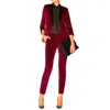 Women's Two Piece Pants Wine Red Velvet Women Suit Business Office Tuxedos Bespoke Slim 2 Fit Ternos Formal Prom Party Lady Jacket With