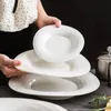 Pratos de Jantar de Porcelana Branca Nórdica Irregular Travessa de Água Ripple Travessa de Sobremesa Prato Raso de Cerâmica para Restaurante