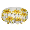 Bordduk Vattenfärgad gula blommor bin Runt dukduk Party Kitchen Dinner Cover Holiday Decor Waterproof Trabents