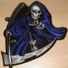 High Qualit Blue Death Skulls Biker Motorfietsclub Vest Outlaw Biker MC Jacket Punk Iron op Patch 215B