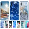 Para Samsung Galaxy A50S Soft TPU Silicone Back Phone Cover Case Coque Bumper Marble Floco de Neve Inverno Natal