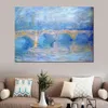 Waterloo Bridge at Sunset Pink Effect Handmade Claude Monet Painting Landscape Impressionist Canvas Art for Entryway Decor