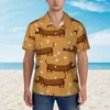 メンズカジュアルシャツ短袖の面白いダックスフンドドッグシャツビーチの服のパーソナリティトップス