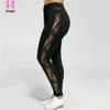 Grande taille L-3XL Sexy femmes décontracté dentelle pantalon noir Insert pure Leggings élasthanne Leggings dames vêtements2145