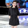 Women's Trench Coats 2023 Spring Autumn Mid-length Coat Women Hooded Windbreaker Lady Khaki Blue Black Loose Outerwear Casual Top Overcoat