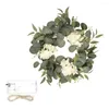 Decorative Flowers Ring Simulation Wreath Hydrangea Party Light House Decorations For Home Eucalyptus Leaf Artificial