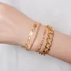 Link Armbänder ZWC Punk Golden Multilayer Lock Mode Kette Retro Geometrische Porträt Anhänger Charm Armband 2023 Trend Schmuck