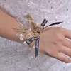Vacker bröllop Brudhandelsblomma Wedding Bridesmaid Group Fairy Hand Garland New Lace Butterfly Wrist Flower