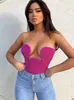 Vrouwen Tanks Camis Sanche Off Shoulder Sexy Corset Crop Top Vrouwen Bustiers Zwart Hol Korte Slanke Zomer Tube Tank Casual Party Clubwear 230715