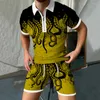 Męskie dresy kamuflażowe zestaw modny mężczyźni sportowe garnitury biegowe fitness koszulka polo z miastą krótkie krótkie szorty