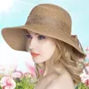 Chapeaux à large bord 15CM dame chapeau de soleil adulte crème solaire chapeau de paille femme été à l'extérieur pliant vacances étudiants voyage B-7978