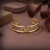 20 estilo mujer apertura brazalete letra V oro Metal pulsera diseñador lujo Vlogo joyería mujeres encanto pulseras